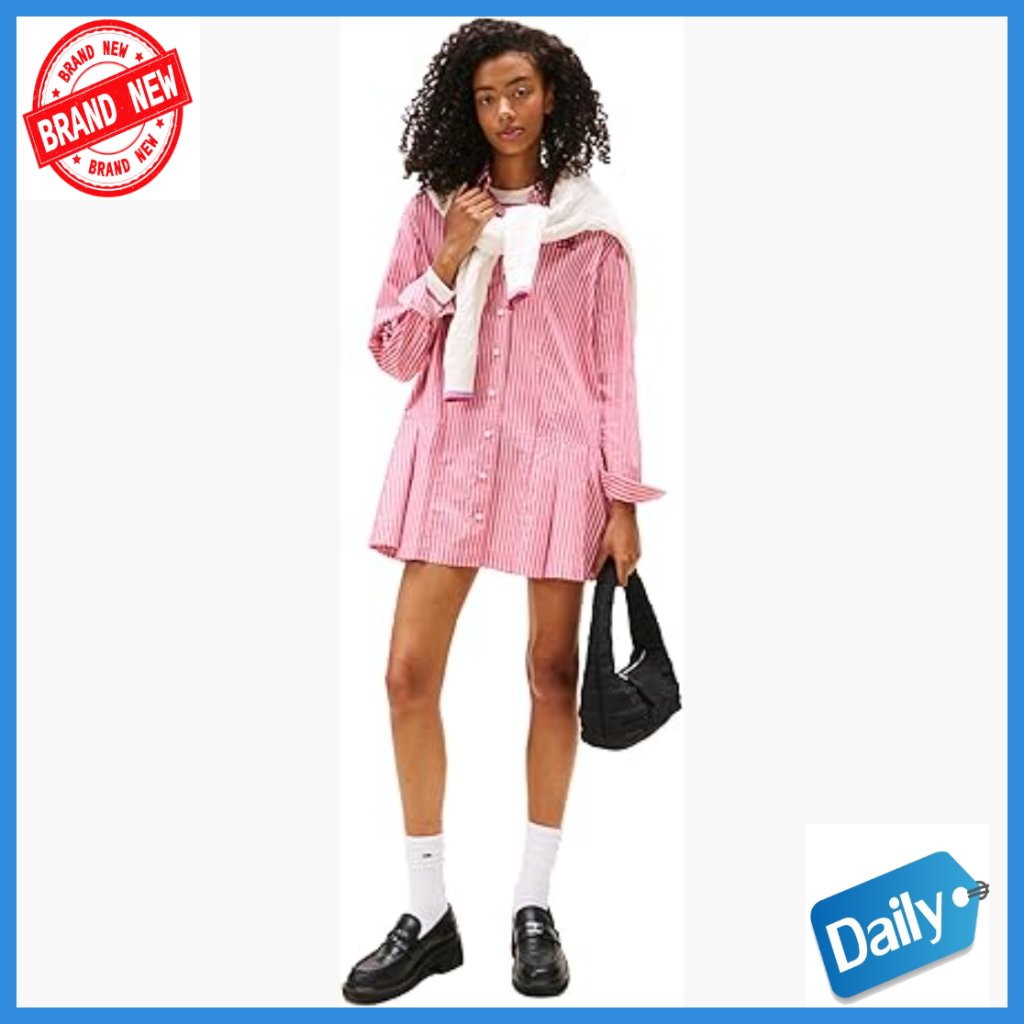 Knee-Length Shift Dress Long Sleeve Cotton Relaxed Fit Casual Everyday
